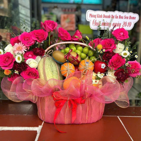 Giỏ Qu&agrave; Tr&aacute;i C&acirc;y V&agrave; Hoa 9