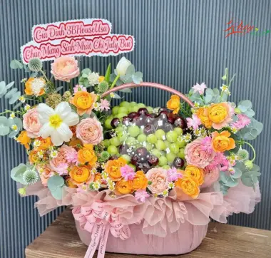 Giỏ Qu&agrave; Tr&aacute;i C&acirc;y V&agrave; Hoa 3