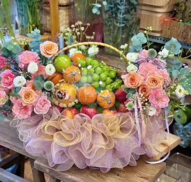 Giỏ Qu&agrave; Tr&aacute;i C&acirc;y V&agrave; Hoa 10