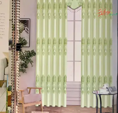 R&egrave;m vải th&ecirc;u cao cấp chống nắng m&agrave;u xanh bơ